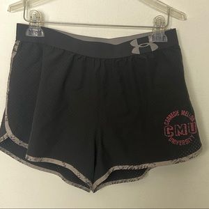 Carnegie Mellon University under armor shorts black with red logo medium